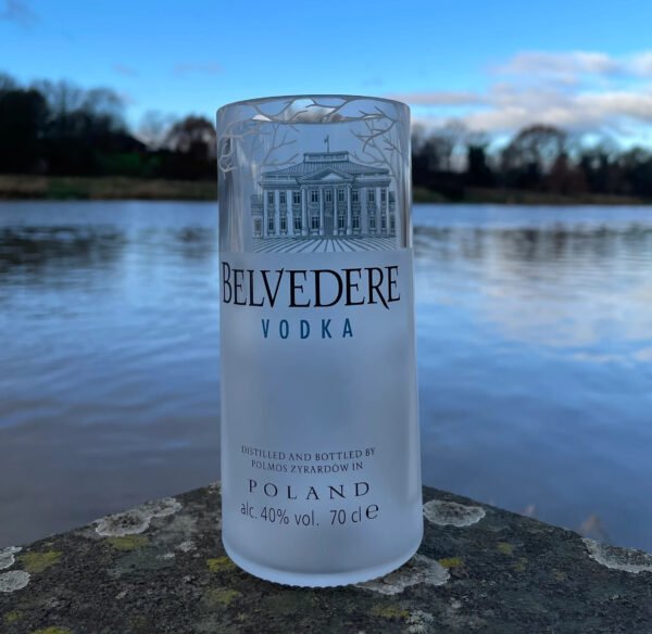 upcycled belvedere vodka glass